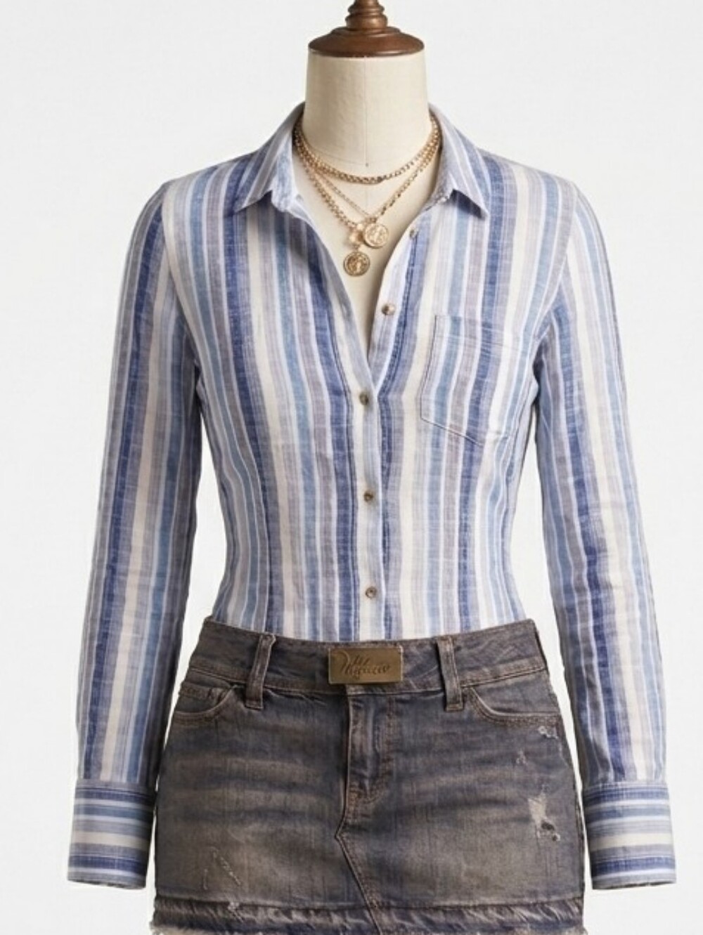 Organic Cotton Blue Striped Button-Up Shirt